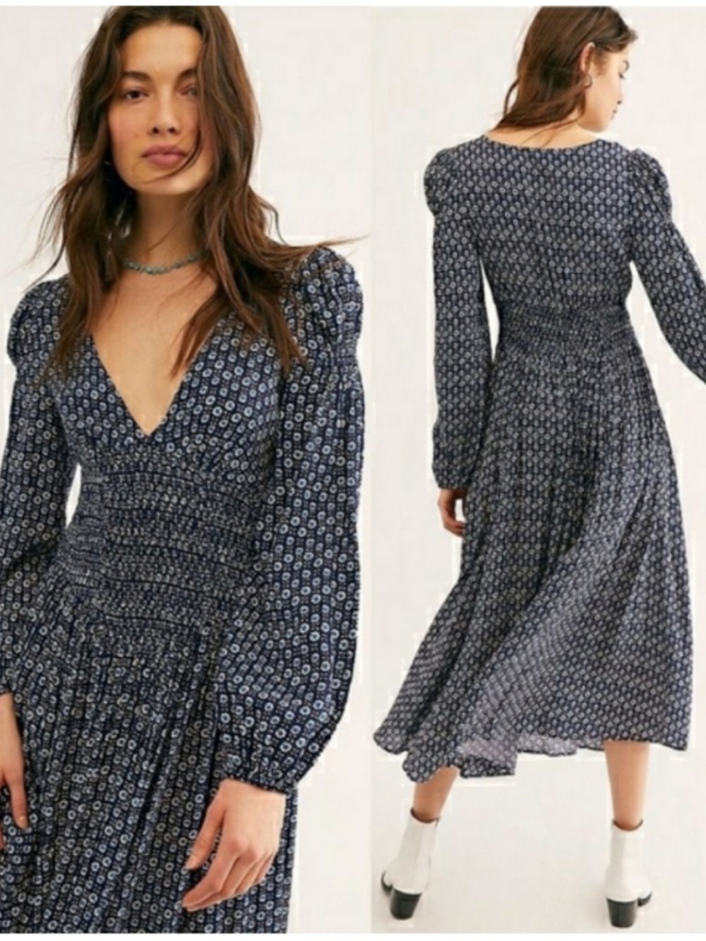 Free People Indigo Child Printed Dress NWT Medium